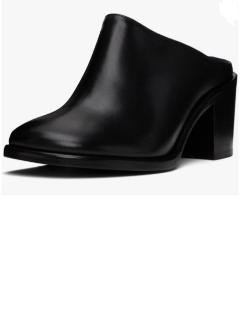 FOWT Black Round Toe Mules Backless Mid Block Heels Slip On Comfy Daily Shoes